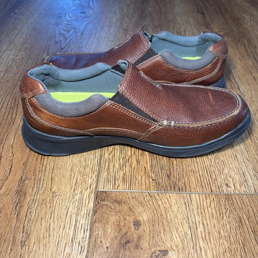 Clark's Florsheim‎ Comfortech Brown Pebbled Leather Slip On Loafers Mens 10.5 W